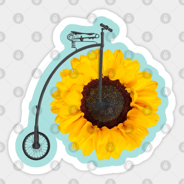 Penny Farthing Flower Sticker by Crooked Skull